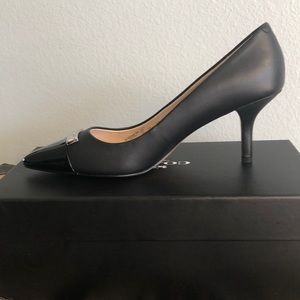 COACH black leather heels - patent leather toe